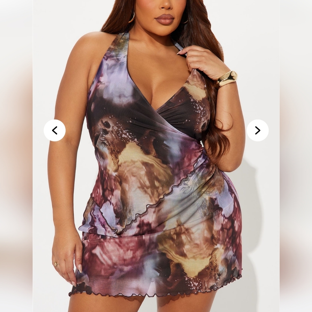 Fashion Nova Multicolor Halter Mini Dress